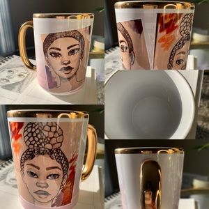 Sketch Art Gold, Tan and Pink Mug
